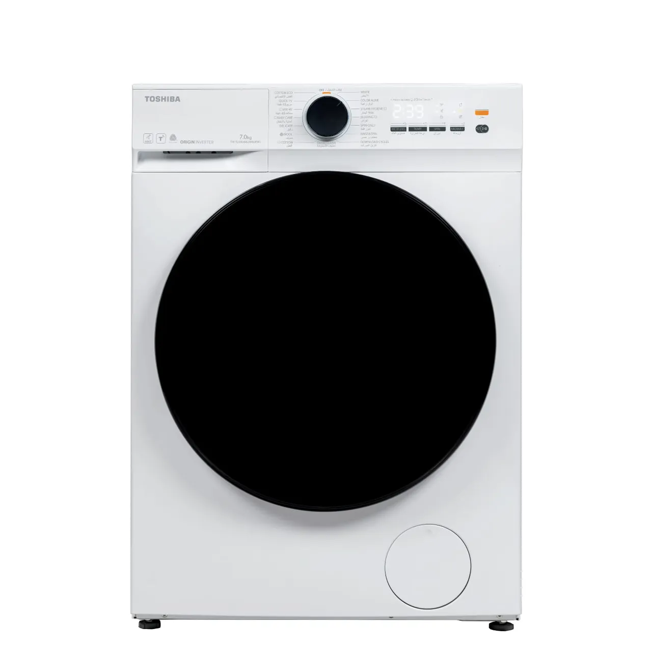 Toshiba غسالة تحميل أمامي، 1200 RPM، أبيض، TW-T21BU90UWB(WW)