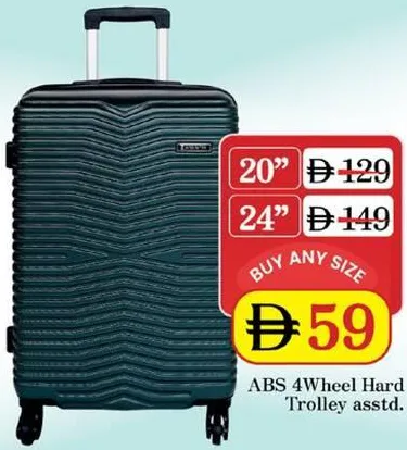 ABS 4Wheel Hard Trolley Assorted