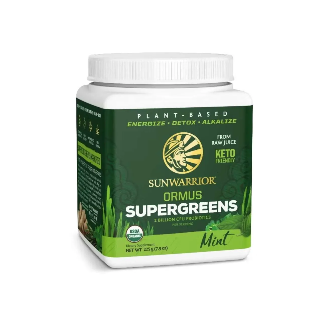 Sunwarrior مسحوق السوبر غرينز العضوي Ormus Supergreens نباتي مناسب للكيتو بنكهة النعناع Mint