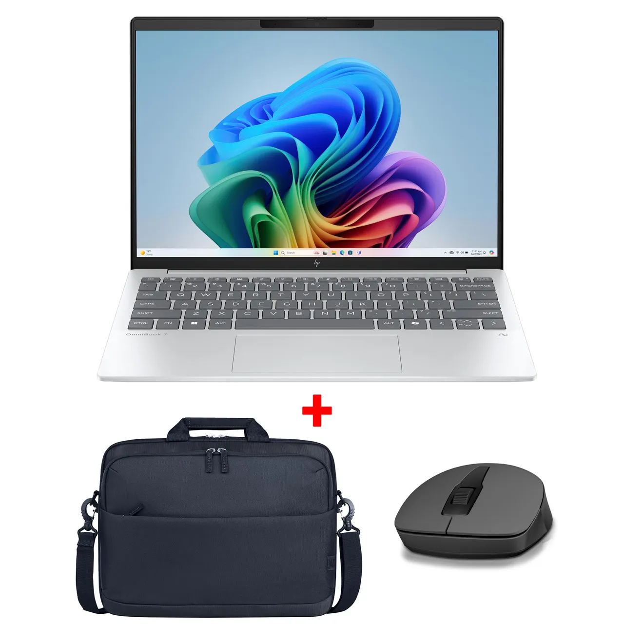 HP لابتوب OmniBook 7 Aero، معالج AMD Ryzen AI 5 340، ذاكرة 16GB RAM، تخزين 512GB SSD، شاشة 13.3 بوصة 2K IPS، كرت AMD Radeon 840M، نظام Windows 11 Home، فضي Glacier Silver، موديل 13-bg1000ne مع حقيبة لابتوب وماوس مجاناً