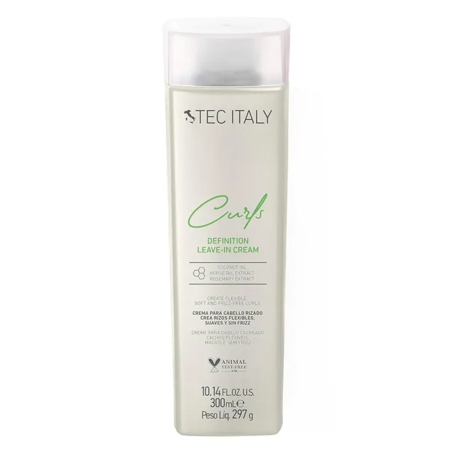 Tec Italy Curls Curl Defining Leave-In Cream for Curly Wavy Hair Moisturizing Frizz Control Soft Hold Styling Defines Curls Adds Shine Smoothness Lightweight Daily Use 10.14 fl oz Size Care