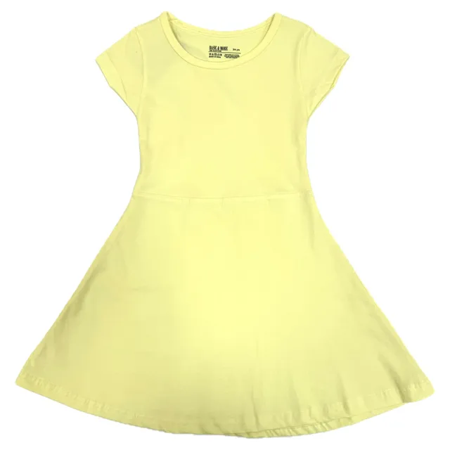 Carrefour Girls Short Sleeve Plain A-Line Dress 3-8 Years, Yellow