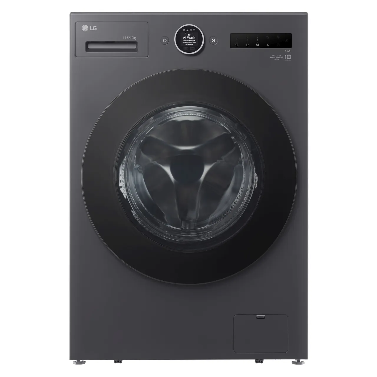 LG غسالة ومجفف تحميل أمامي 17.5/ F0Z9DFPK4 بمحرك AI Direct Drive و1000 rpm ستانلس ستيل رمادي Essence Graphite