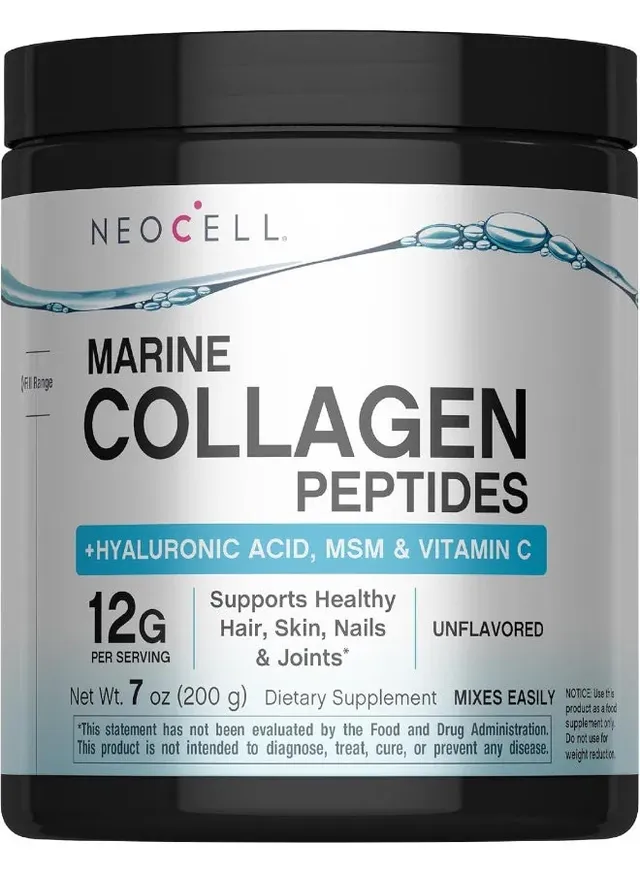 neocell Marine Collagen Powder Unflavoured with Hyaluronic Acid MSM & Vitamin C Collagen per Serving Supports Healthy Skin, Hair, Nails & Joints Daily Beauty & Wellness Supplement