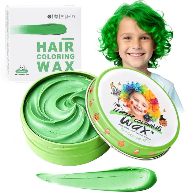 Hansuby Temporary Green Hair Color Wax for Kids, Women Men Colored Hair Styling Mud, Washable Style Dye for Girls Boys Teens, DIY Instant Hair Coloring Gel Cream for Cosplay Halloween Children's Day