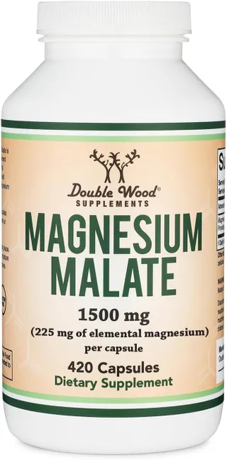 Double Wood Supplements Magnesium Malate Capsules (420 Count), 1,500mg Per Serving (Magnesium bonded to Malic Acid), Third Party Tested, Vegan Friendly, Non-GMO, Gluten Free, Made in the USA