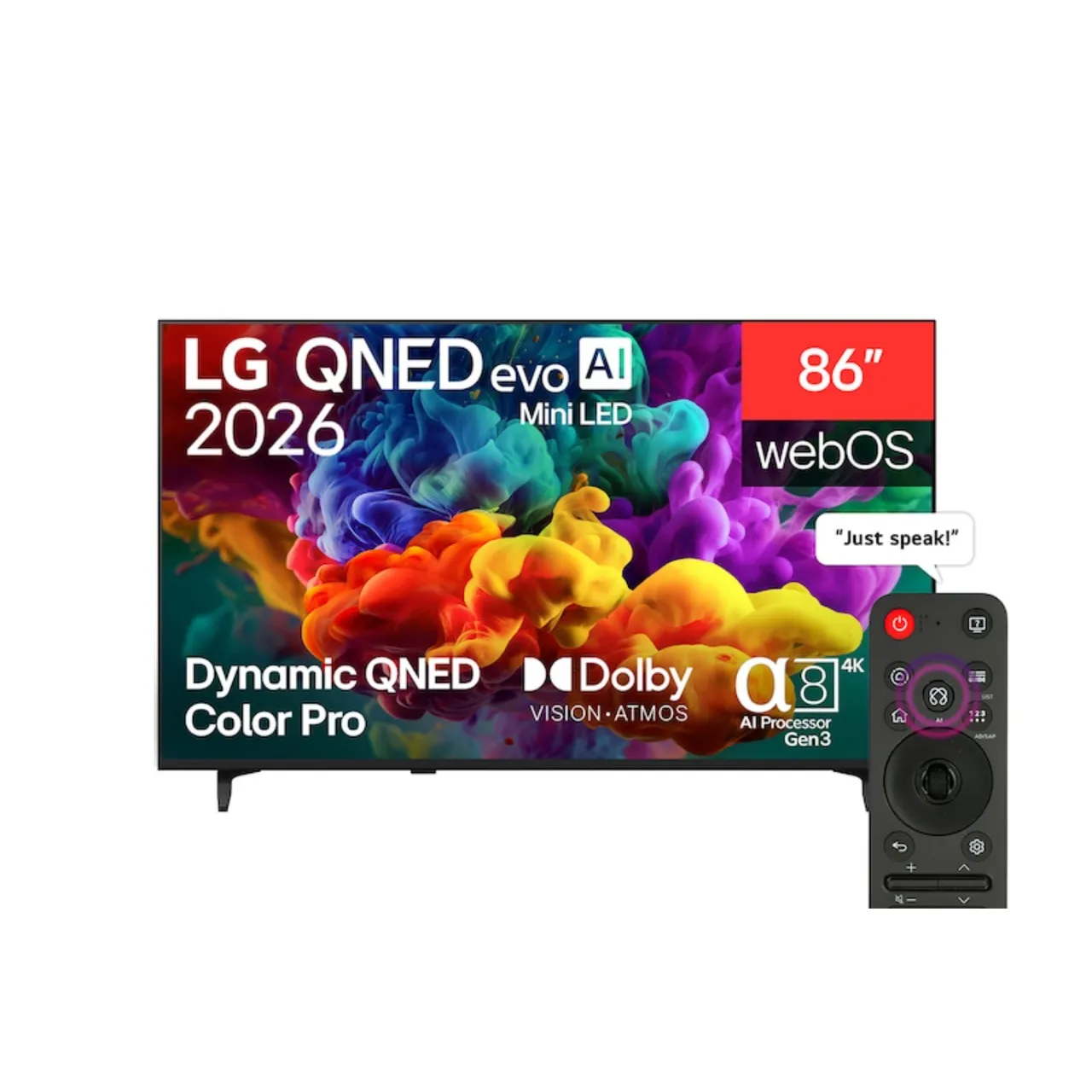LG تلفاز ذكي 86 inch QNED evo AI Mini LED QNED85B بدقة 4K مع ماجيك ريموت ودولبي WebOS26، موديل 2026 86QNED85B6T