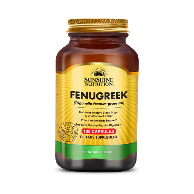 sunshine nutrition Fenugreek - Maintains Healthy Blood Sugar and Cholestrol Levels - 100 Capsules