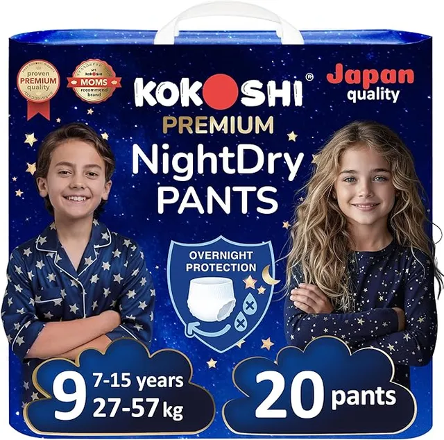Kokoshi Premium Baby Pants Size 9 (27- ), 20 pcs - Ultra-Soft, Hypoallergenic, 12h Protection, Breathable, Leak-Proof Japanese Pull-Up Nappies