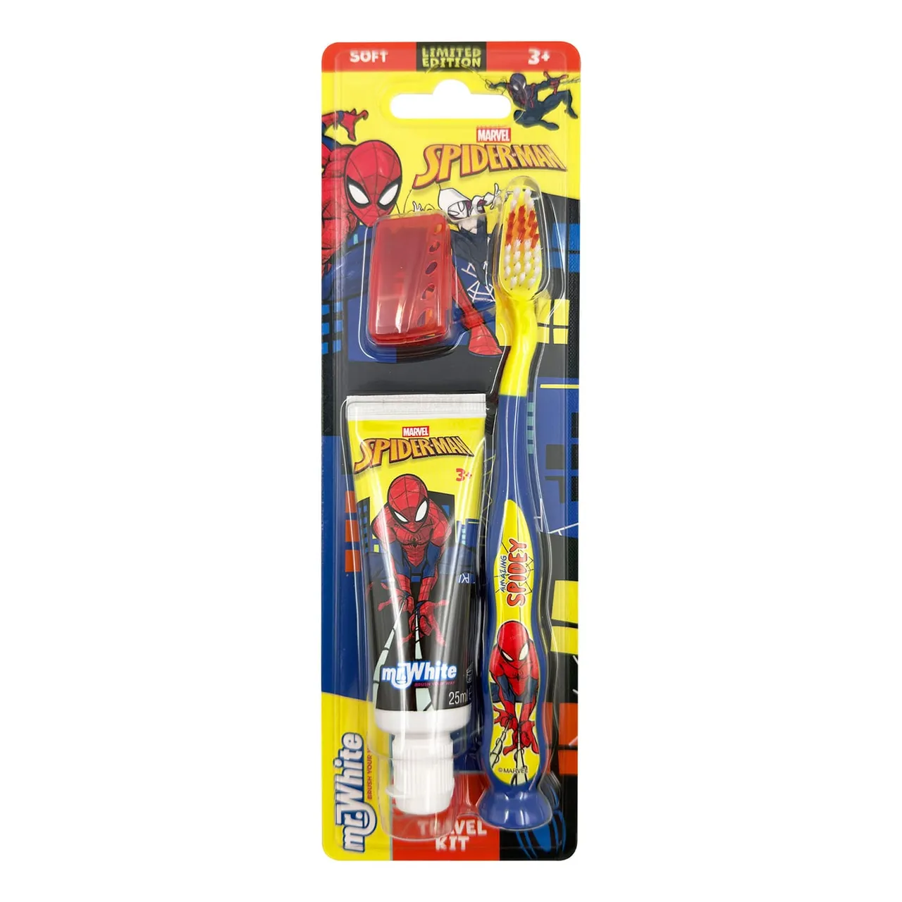 Mr.White طقم سفر فرشاة أسنان ناعمة Spiderman لعمر 3+ سنوات 1 pc + معجون أسنان