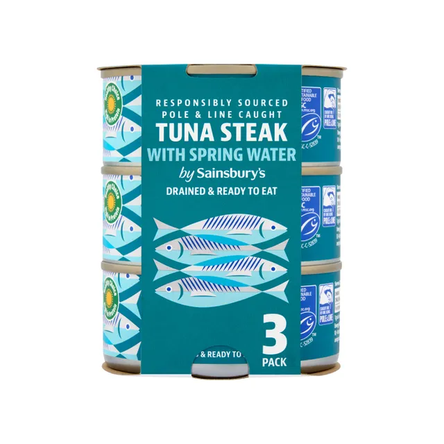 Sainsbury's Sainsburys Tuna Steak With Spring Water Drained Ready To Eat Responsibly Sourced