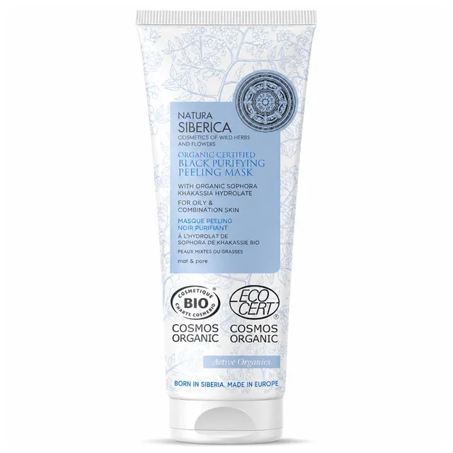 Natura Siberica Organic Certified Black Purifying Peeling Mask with Sophora Khakassia Hydrolate for Oily and Combination Skin