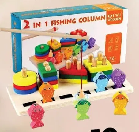 Wooden 2in1 Fishing Column Assorted
