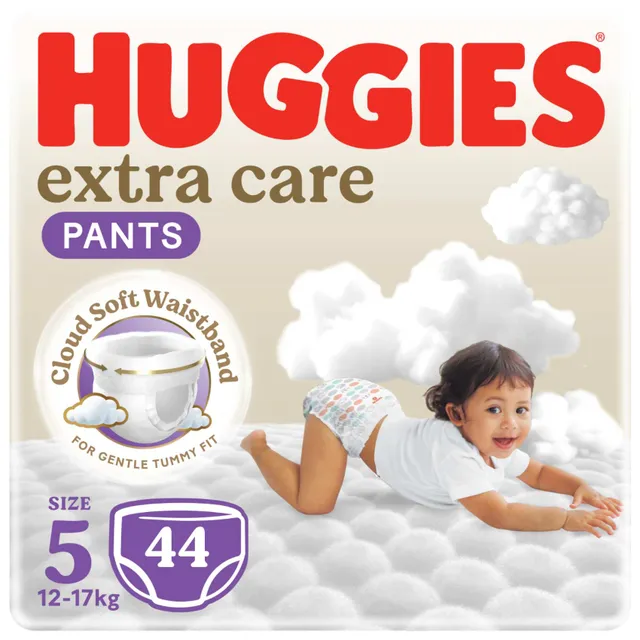 Huggies Extra Care Soft Cloud Culottes Baby Diaper Pants Size 5 12- Jumbo Pack 44 Pants
