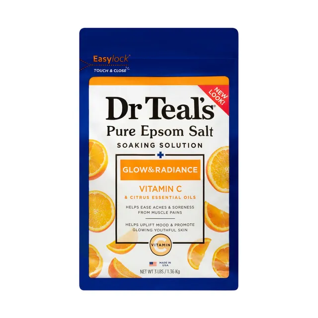 Dr Teal's Pure Epsom Bath Salt Soaking Solution with Vitamin C & Citrus Oils