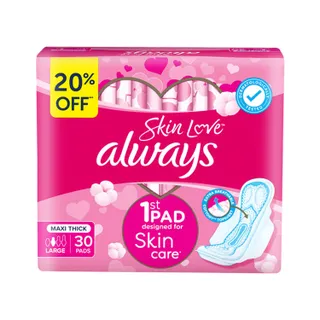 Always Skin Love Maxi Thick Large Pads Value Pack 30pcs