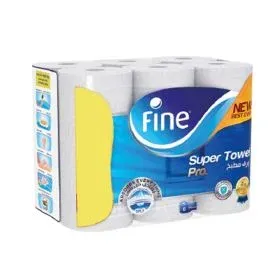 Fine مناديل مطبخ Super Towel Pro عبوة التوفير 3ply 6 Rolls
