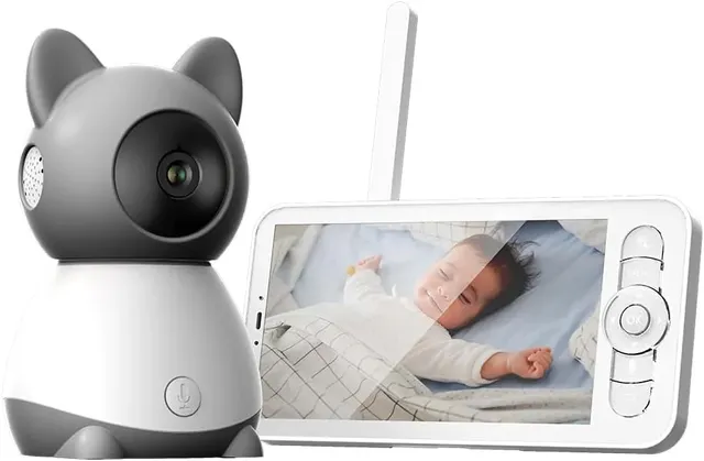 crony 2Pcs Audio Baby Monitor - 1TM-1MN 2K Security Camera 360° Indoor Cameras Ultra Human Detection, Abnormal Sound For Baby Monitor Night Vision, Feeding Reminder & Lullabies​​ 2.4 GHz Wi-Fi