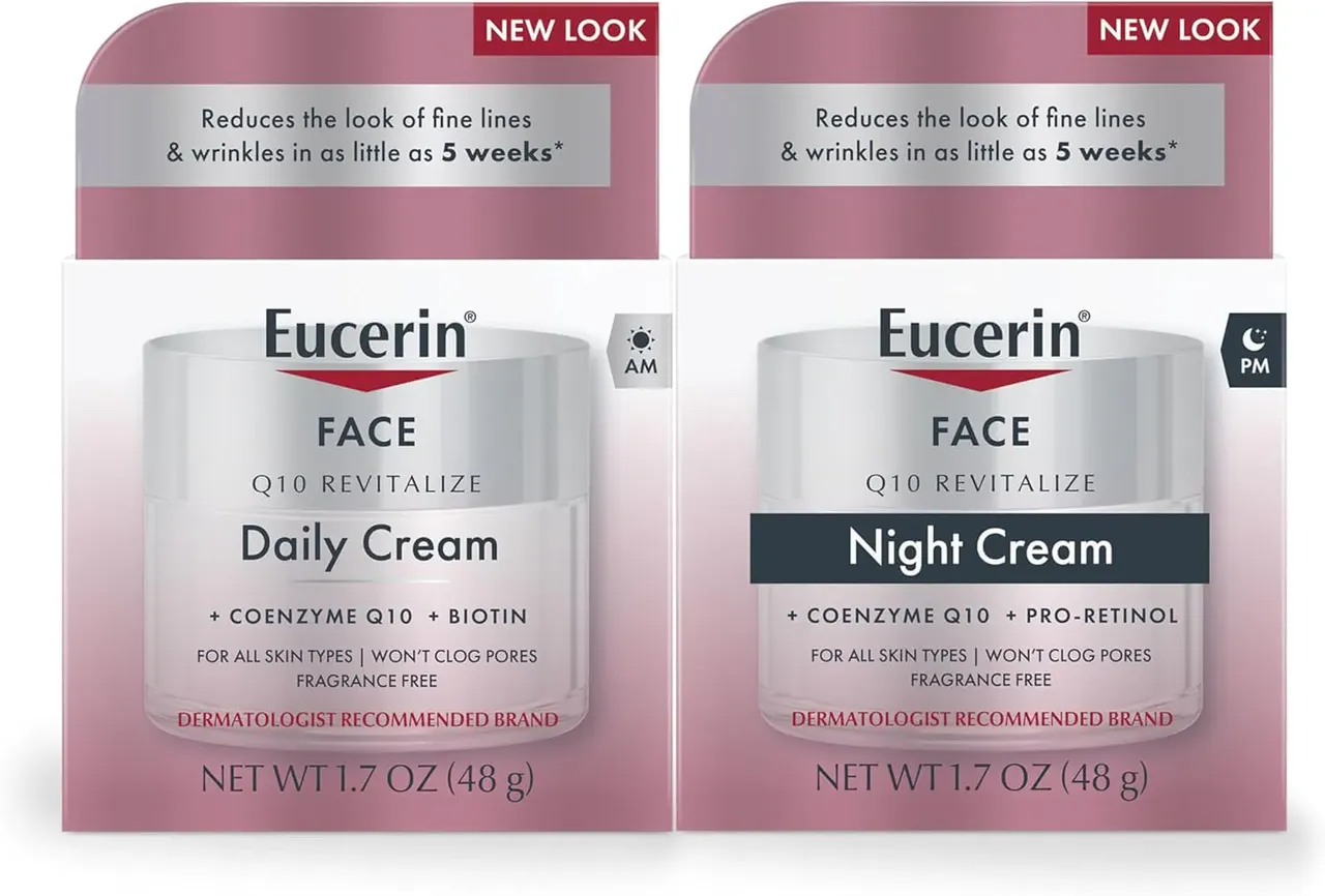 eucerin طقم كريم وجه Q10 ضد التجاعيد، كريم نهاري وكريم ليلي للوجه، 1.7 Ounce