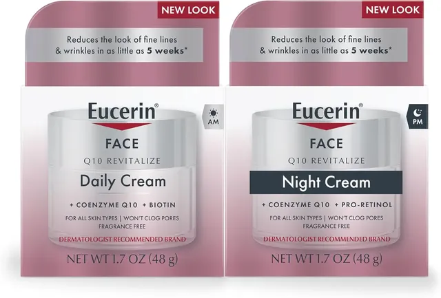 eucerin Q10 Anti Wrinkle Face Cream Bundle, Day Cream And Night Cream For Face, 1.7 Ounce