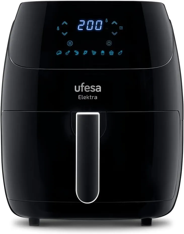 مقلاة هوائية بدون زيت Ufesa Elektra | | تحكم لمسي رقمي | 8 برامج | 1500W | تطبيق مع صندوق وصفات | حرارة ووقت قابلان للتعديل | صينية ومقلاة مانعة للالتصاق
