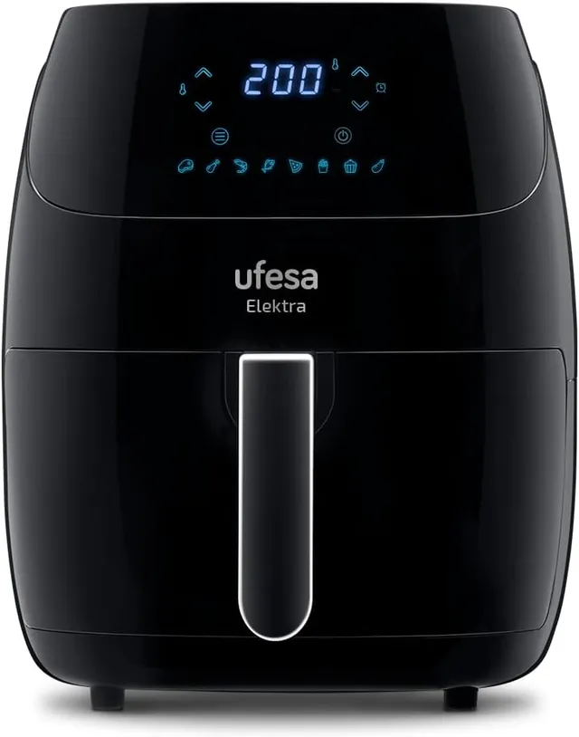 Ufesa Elektra Oil Free Air Fryer, Digital Touch Control, 8 Programmes, 1500W, APP with Recipe Box, Adjustable Temperature and Time, Anti-Stick Tray and Pan