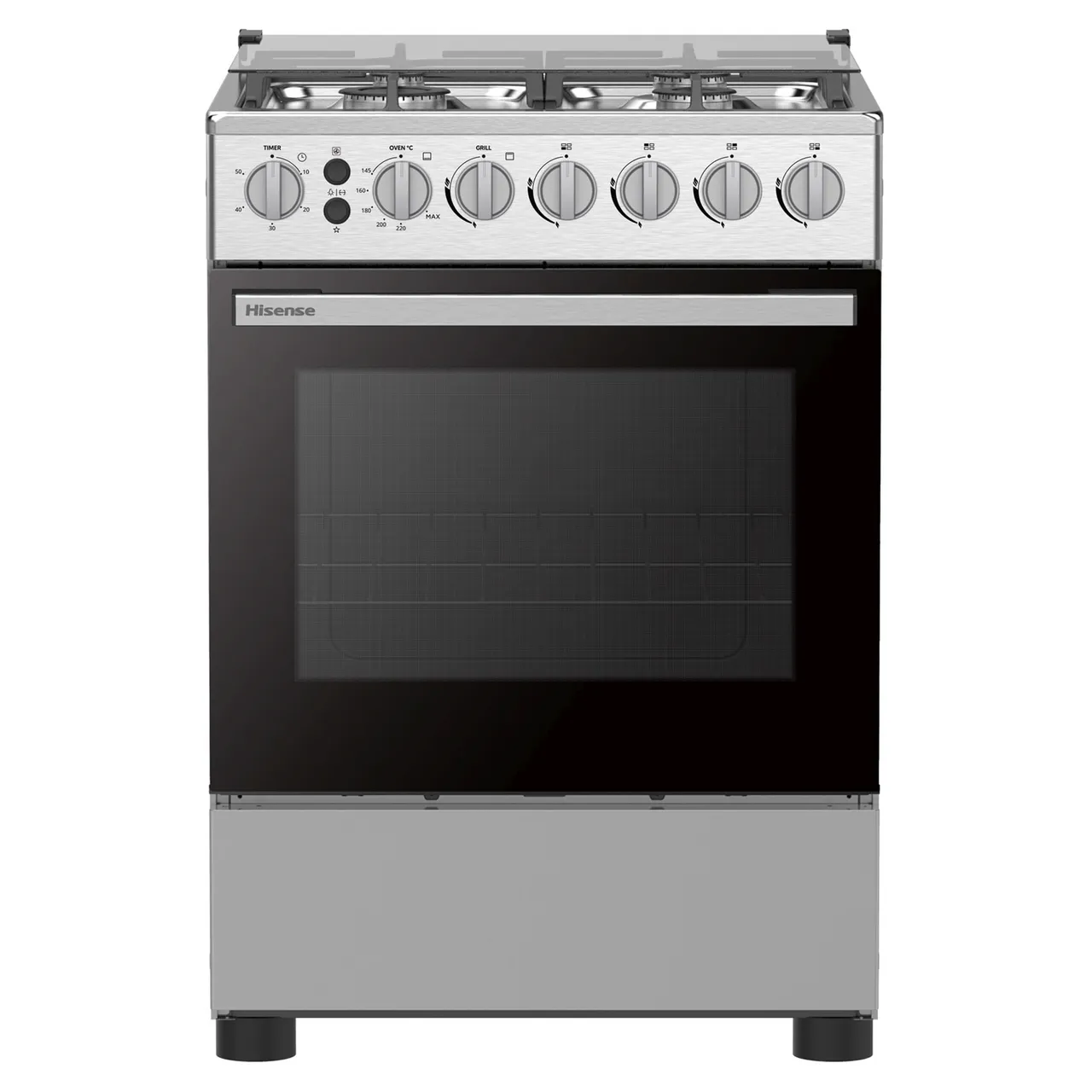 Hisense طباخ غاز قائم بذاته HFG60332RX، 60x60cm، ستانلس ستيل