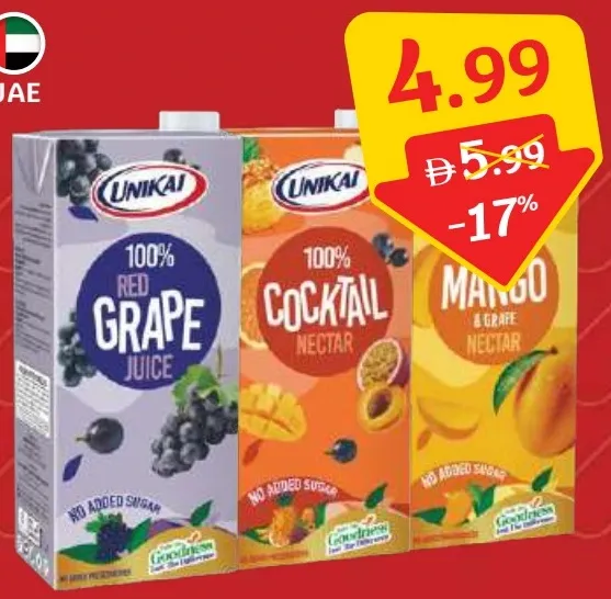 Unikai 100% Juice No Added Sugar Assorted