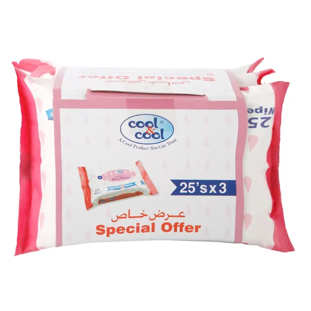 Cool & Cool Baby Wipes 25`S (Travel Pack)2+1Free