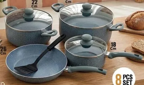 Home4U Marble Coated Cookware Set Assorted