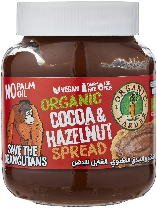 Organic Larder كريمة الكاكاو والبندق القابلة للدهن