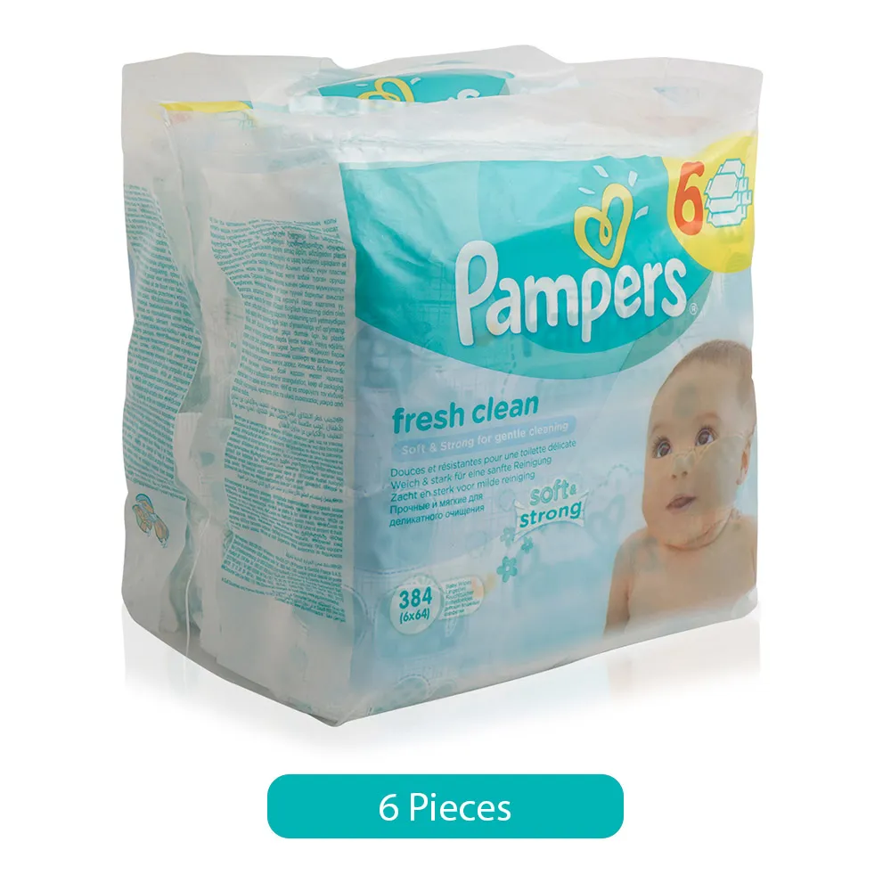 Pampers مناديل العناية النظيفة المنعشة - 6 Pieces