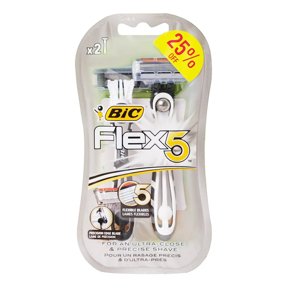 Bic Shavers شفرات حلاقة Flex5 كمفورت للرجال - 2 pcs