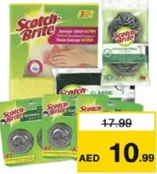 Scotch Brite Triple Sponge Cloth + Scourer With Sponge