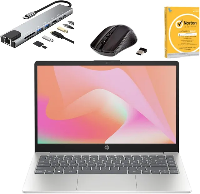 HP Laptop 14, Intel Core i3-1315U Processor, 16GB DDR4 RAM, 512GB NVM.e SSD, 14" FHD Display, Intel UHD Graphics, Wi-Fi 6, Bluetooth 5.4, 720p HD Camera, Windows 11, with USB Hub, With LMouse, Anti-Virus