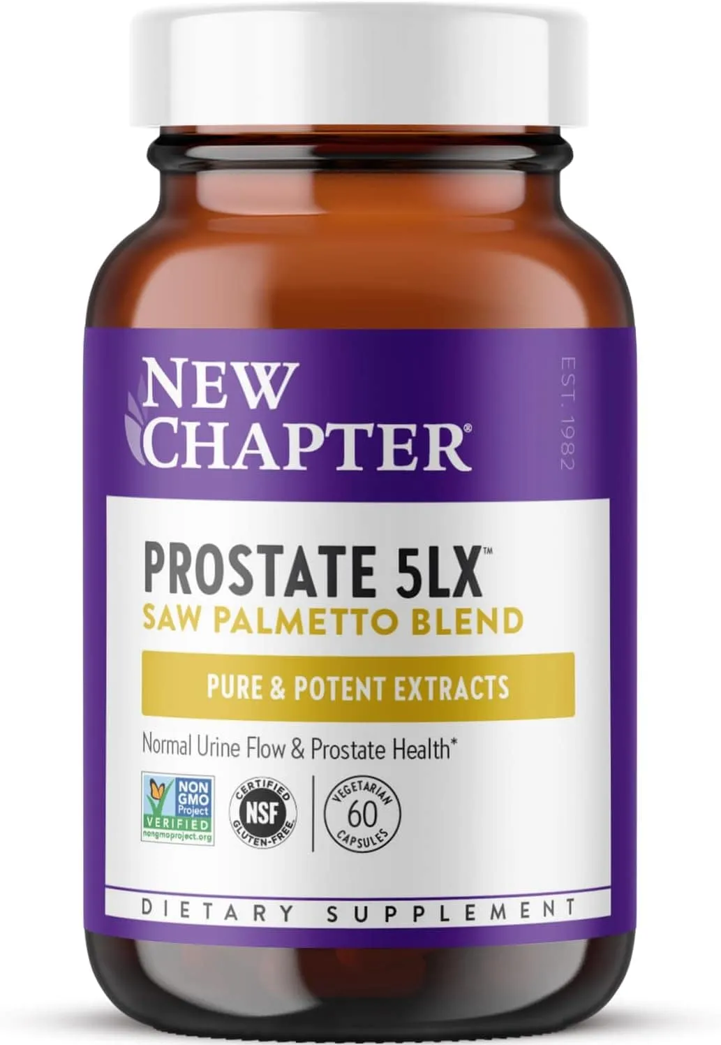 New Chapter مكمل صحة البروستاتا Prostate 5lx مع البلميط المنشاري والسيلينيوم - 60 كبسولة نباتية