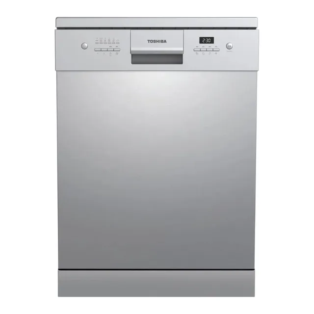 Toshiba Free Standing Dishwasher, 60 cm, 14 Place Setting, Stainless Steel, DW14F7MESSG