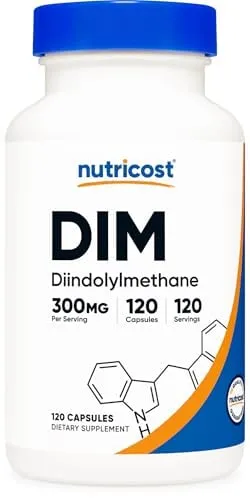 Nutricost DIM Diindolylmethane Plus BioPerine 300mg 120 Vegetarian Capsules Up to 4 Month Supply Max Strength DIM Supplement