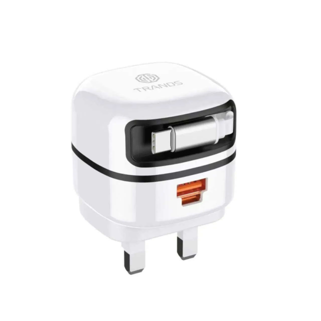 Trands شاحن سفر بمنفذي Type-C مزدوج، 40 W، أبيض، TR-AD8792