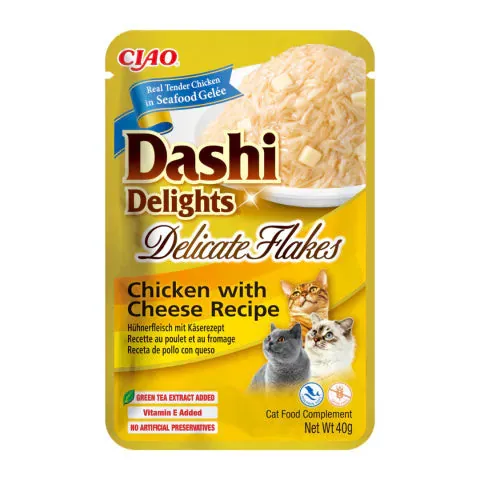 inaba Dashi Delights رقائق رقيقة بالدجاج مع الجبن وصفة مكافآت للقطط