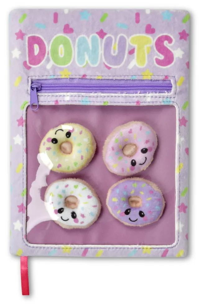 Iscream Plush Fleece Book-Bound Lined-Page 8.75" Journal - Donut Shop with Mini Stuffed Toys