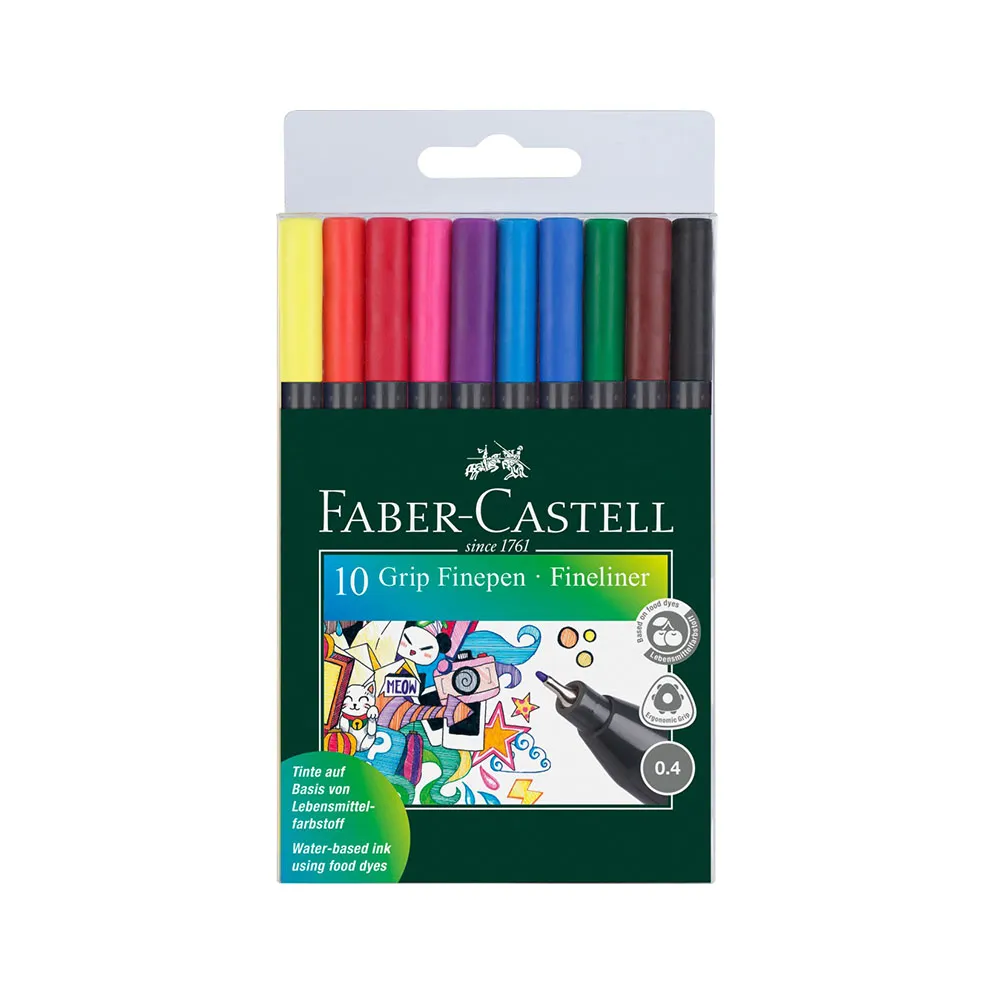 Faber-Castell Faber Castell قلم رفيع جريب 10 ألوان 0.4mm