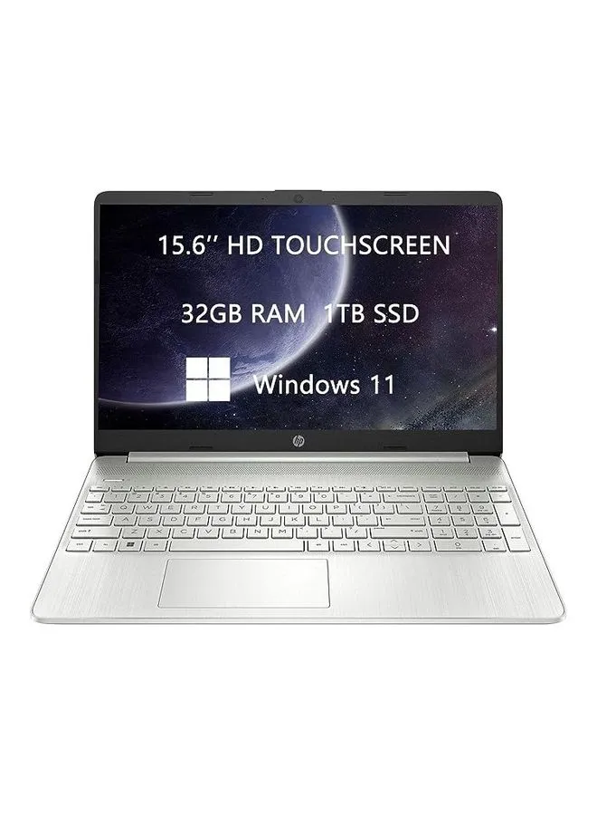 HP لابتوب بشاشة لمس 15.6-Inch بمعالج Core i5-1135G7 وذاكرة 32GB RAM وتخزين 1TB SSD وجرافيك Intel Iris XE ونظام Windows 11 مع كابل ROKC HDMI إنجليزي/عربي فضي - نسخة دولية