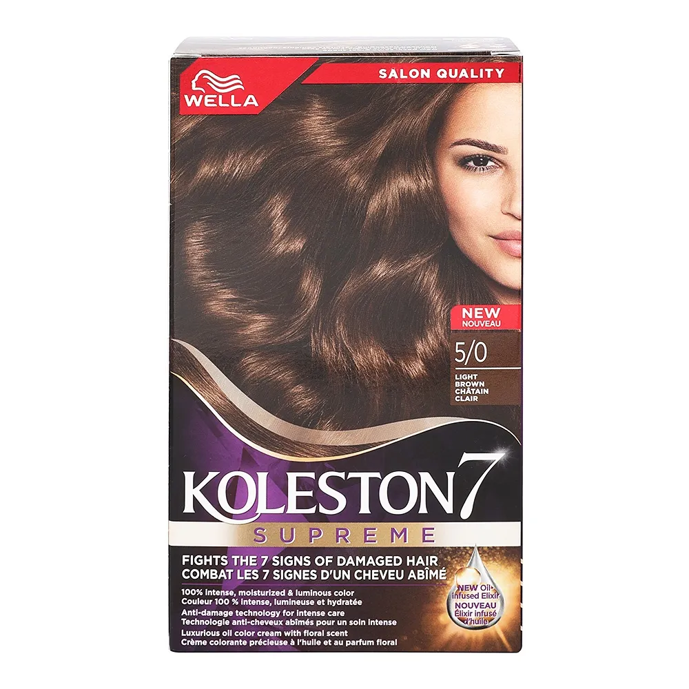 Wella مجموعة صبغة الشعر ويلا كولستون سوبريم 5/0 بني فاتح