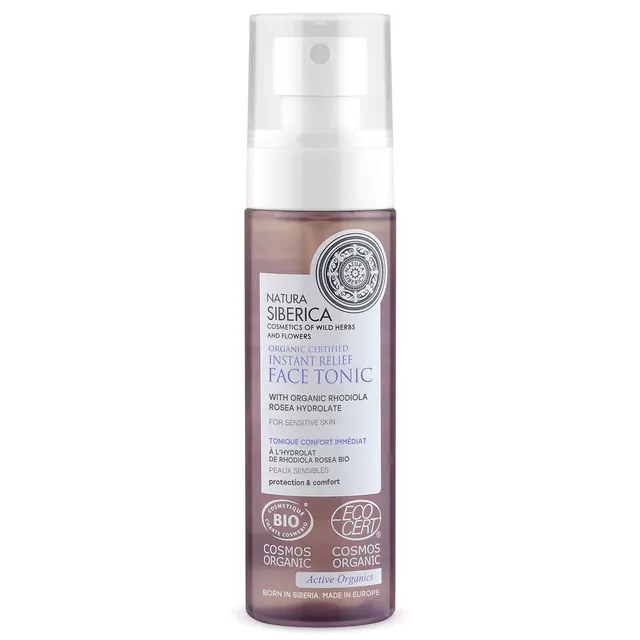 Natura Siberica Organic Certified Instant Relief Face Tonic with Organic Rhodiola Rosea Hydrolate for Sensitive Skin