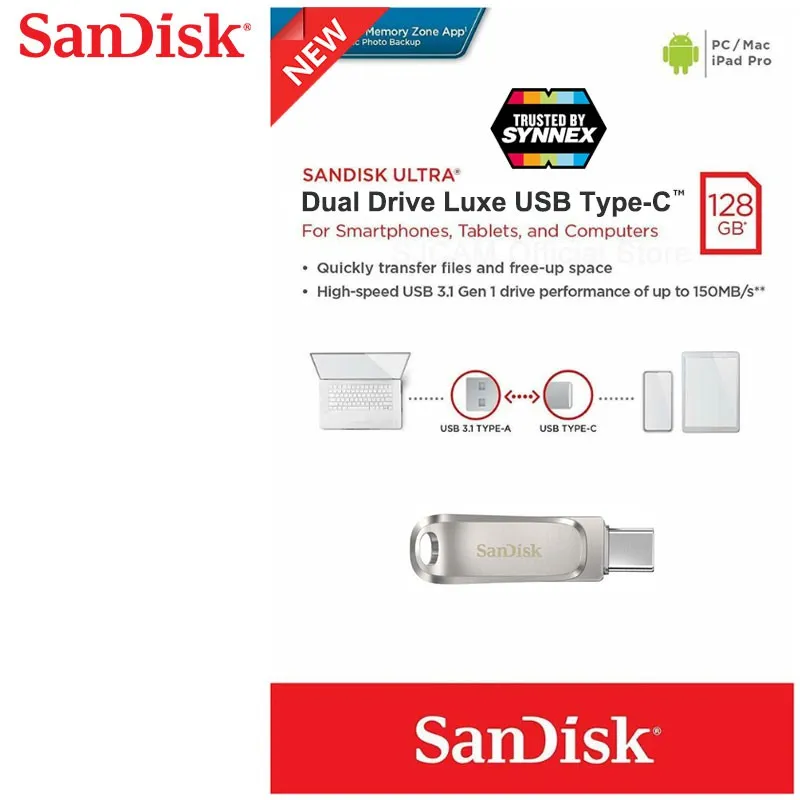 Sandisk محرك أقراص Ultra Dual Drive Luxe بمنفذ USB Type-C