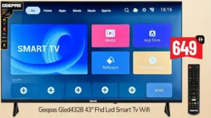 Geepas تلفزيون ذكي LED بدقة FHD مع واي فاي