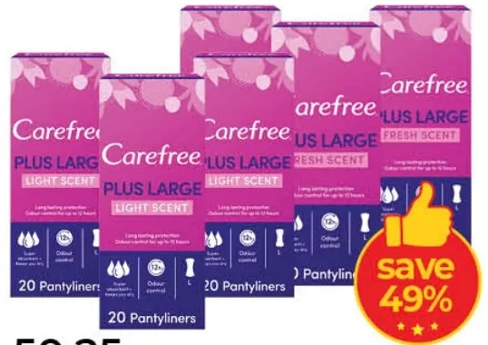 Carefree Panty Liners Plus Large Assorted