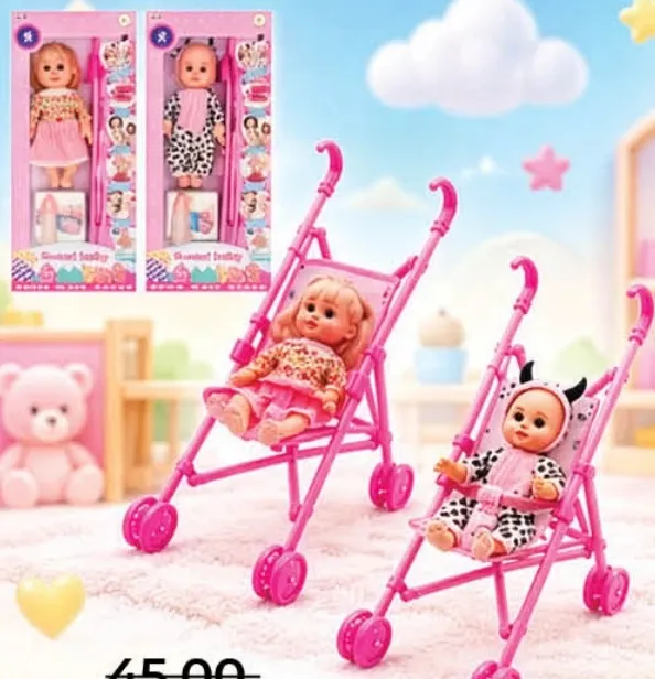Baby Doll with Stroller Assorted
