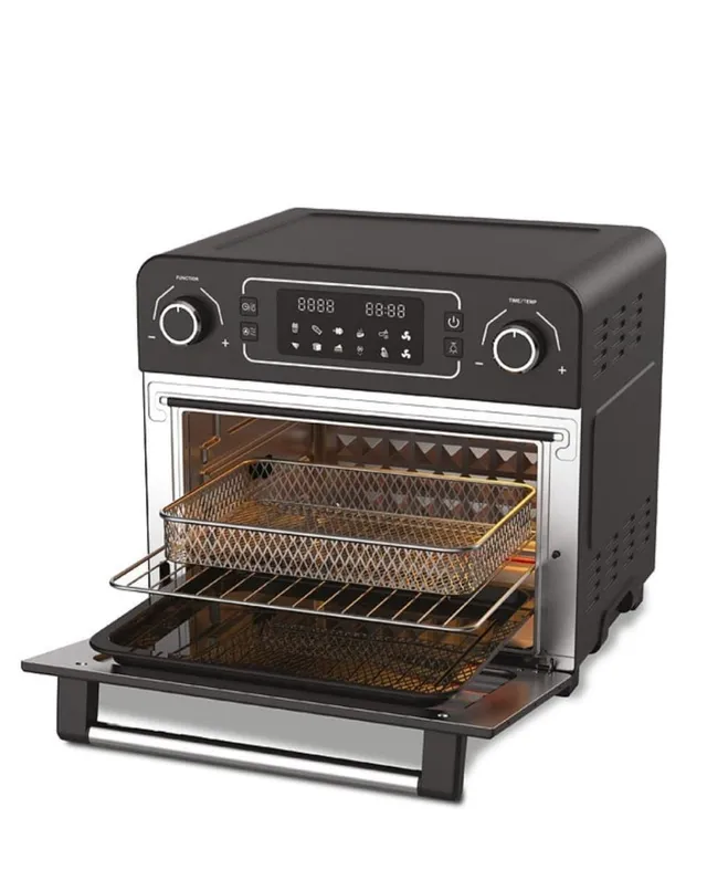 Kitchen Desk Air Fryer Oven with Non Stick Coating with Digital Screen for Roast, Bake, Air Fry, Grill Toast– 1700W, Touch Control, 10 Presets, LED Display, Rotisserie, Tray, Pan, Rack & Basket